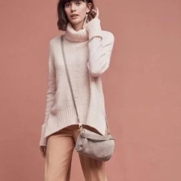 Moth by Anthropologie | Wool Blend Chunky Knit Cream Turtleneck Sweater Small - Picture 1 of 13